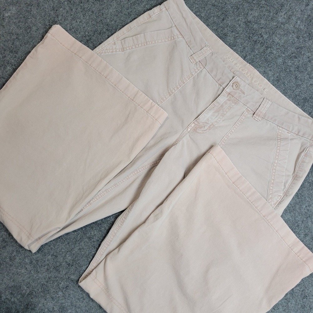 American Eagle Jeans Womens 12R Blush‎ Stretch Low Rise Curvy Baggy Flared Leg